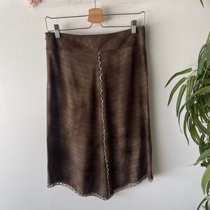 Tenax Skirt Womens 44 (Small) Brown Retro Italian Woven Wool Boho Luxury